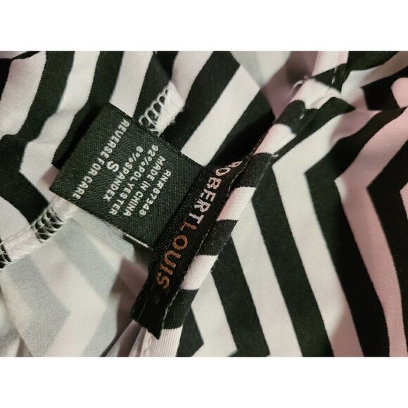 Women's size m/L stretchy Chevron high low dress sleeveless v-neck black white - Picture 8 of 13